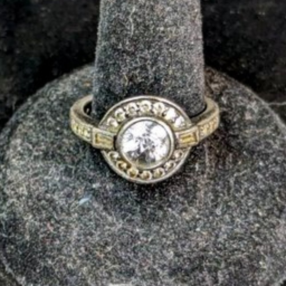Sterling Ring with Dazzling Stone Accents, Size 7.75